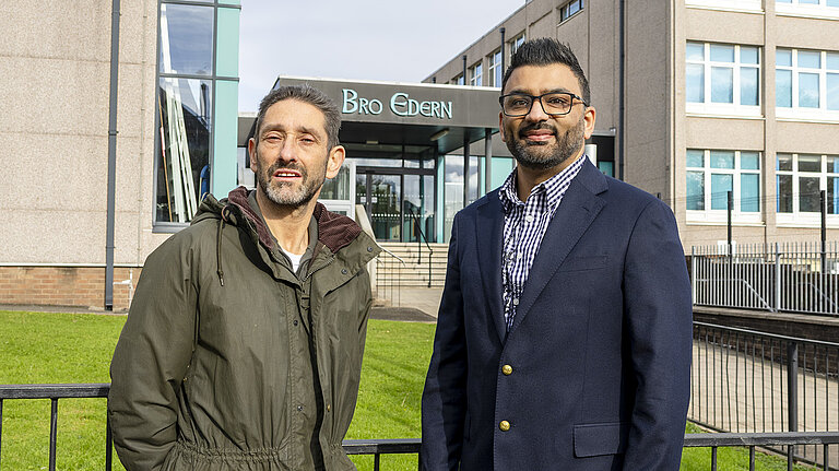 Rodney Berman and Imran Latif at Ysgol Bro Edern