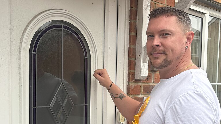 Chris Cogger on the doorstep